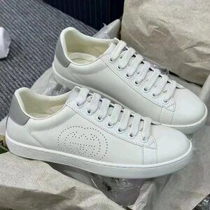Classic Gucci ace 'White Gray' Men's Flat leisure shoes new with box